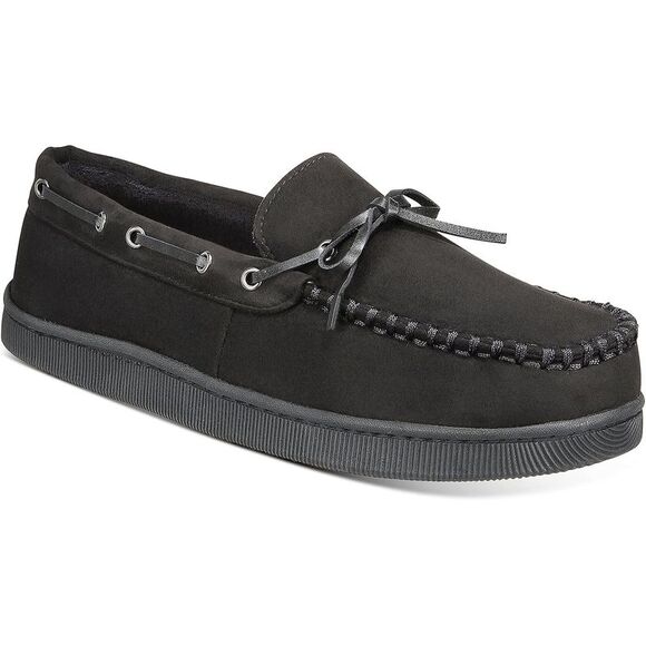 Club Room Men's Moccasin Slippers in Black-Small 6-7 - Picture 2 of 5